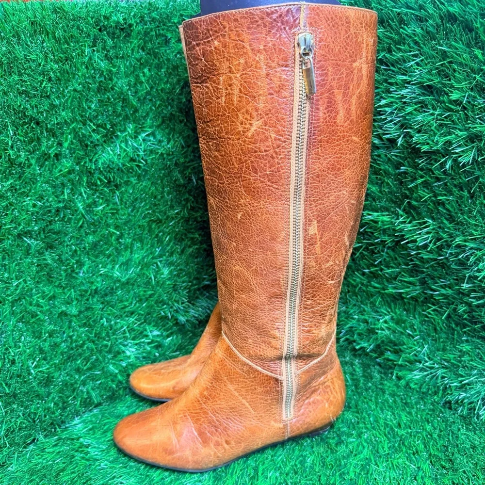 Vintage Tan Leather Over the Knee Boots